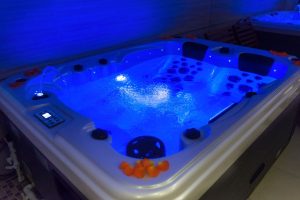 Premium hot tub in a backyard setting in Tucson available at Sunset Spas.