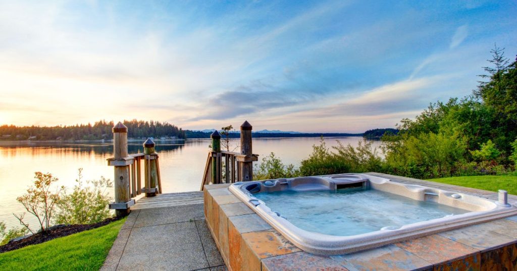 Sunset Spas hot tub in Goodyear backyard setting