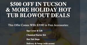 A luxurious Sunset Spas hot tub set up in a Las Vegas backyard with LED lights and stunning desert views