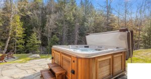Luxury hot tub in a Tucson backyard setting from Sunset Spas