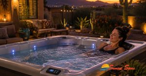 Homeowner relaxing in a Tucson spa gmb